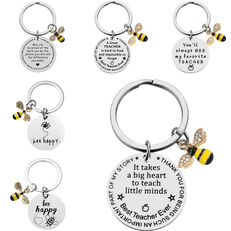 Little bee engraved keychains for pet cats and dogs